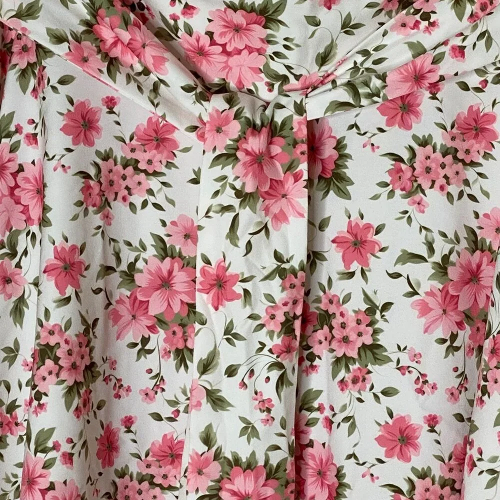 Floral Midi Skirt XL Cottagecore Coquette Tie Waist Boho Vintage Style - Picture 5 of 10